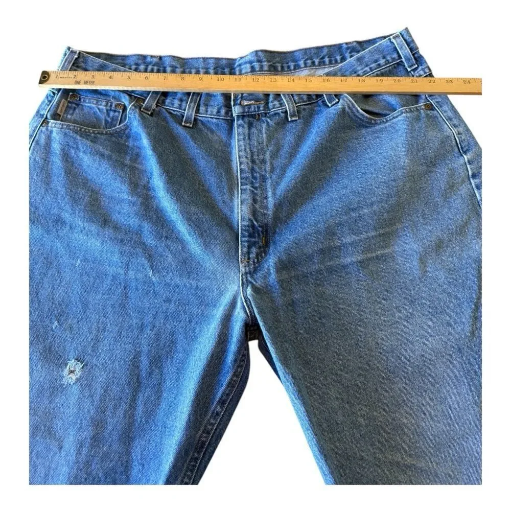 Carhartt Jeans Men's 46x30 Blue Denim Relaxed Fit B17 DST Distressed